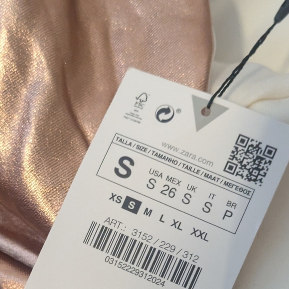NWT ZARA Viral Tiktok Rose Gold Metallic Strapless Mini Dress - Picture 5 of 8